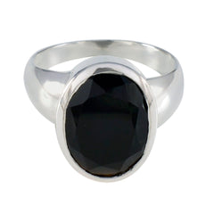 Meera Black Solitaire Ring for Women - Elegant Statement Piece Black Onyx Black