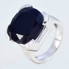Victoria Black Solitaire Ring for Women - Elegant Silver Band