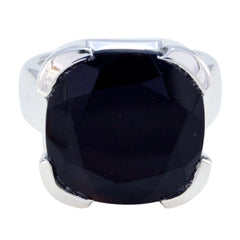 Victoria Black Solitaire Ring for Women - Elegant Silver Band