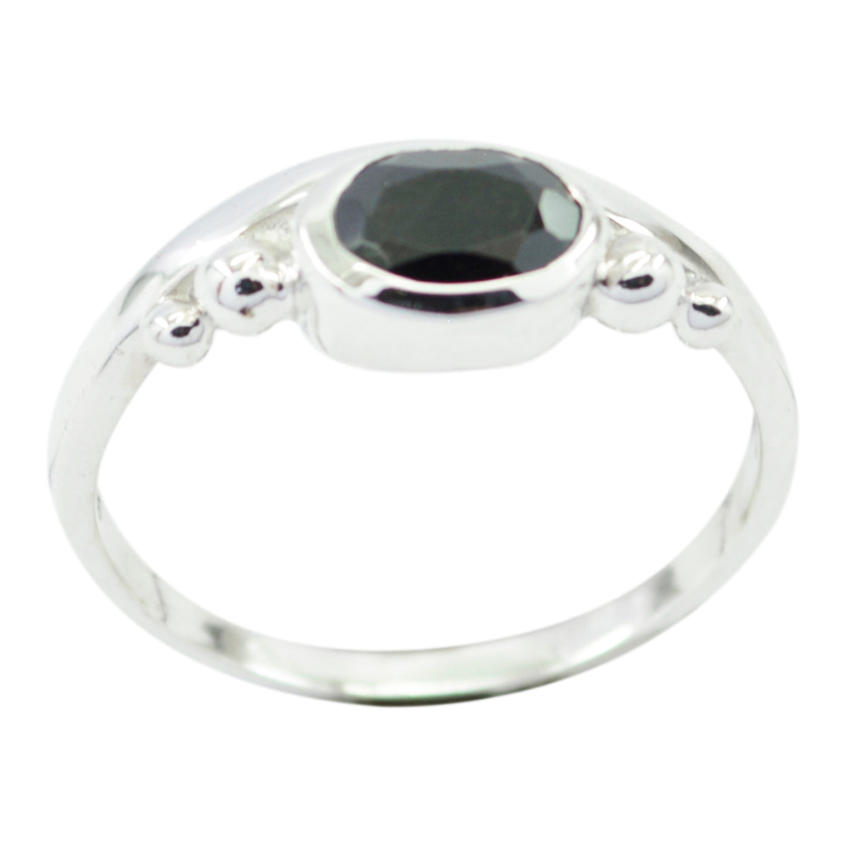 Priya Black Solitaire Ring India - Elegant Gemstone Design Black Onyx Black