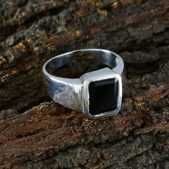 Andrea Black Solitaire Signet Ring in Sterling Silver