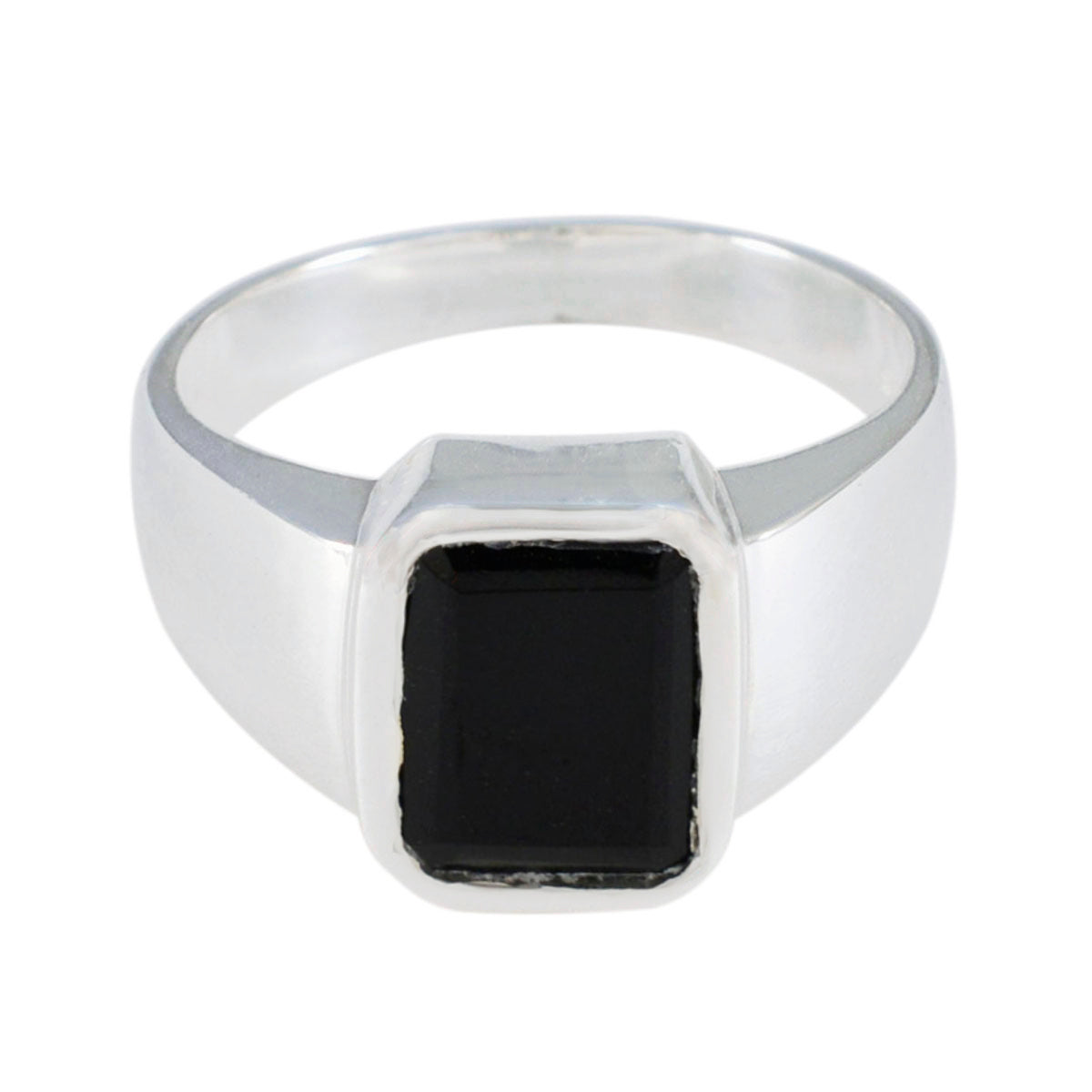 Andrea Black Solitaire Signet Ring in Sterling Silver Black Onyx Black