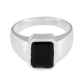 Andrea Black Solitaire Signet Ring in Sterling Silver Black Onyx Black