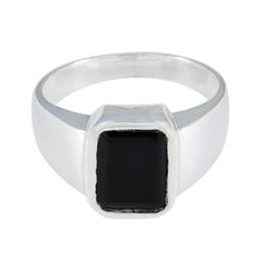 Andrea Black Solitaire Signet Ring in Sterling Silver Black Onyx Black