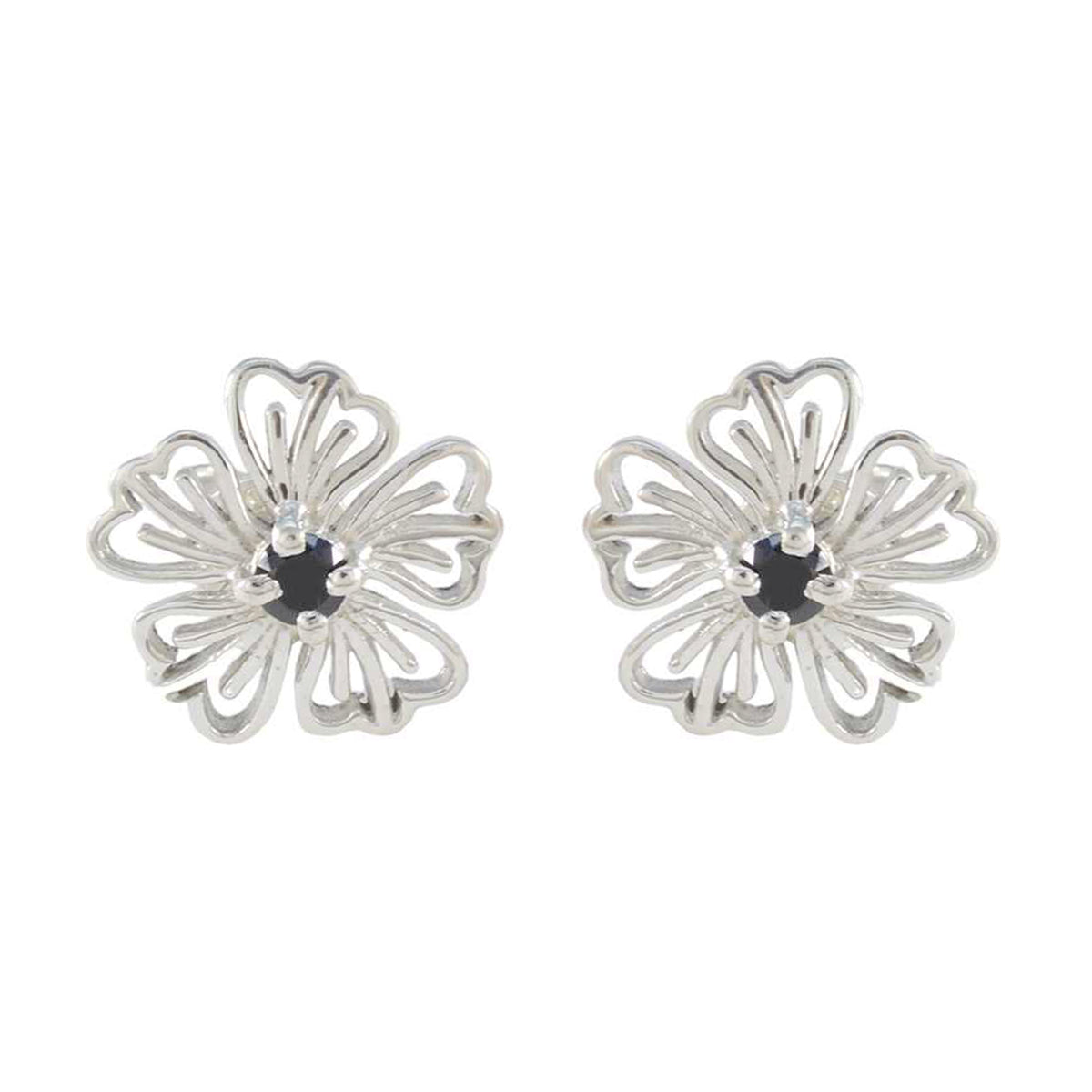 Bruna Black Solitaire Stud Earrings for Elegant Style Black Onyx Black Stud