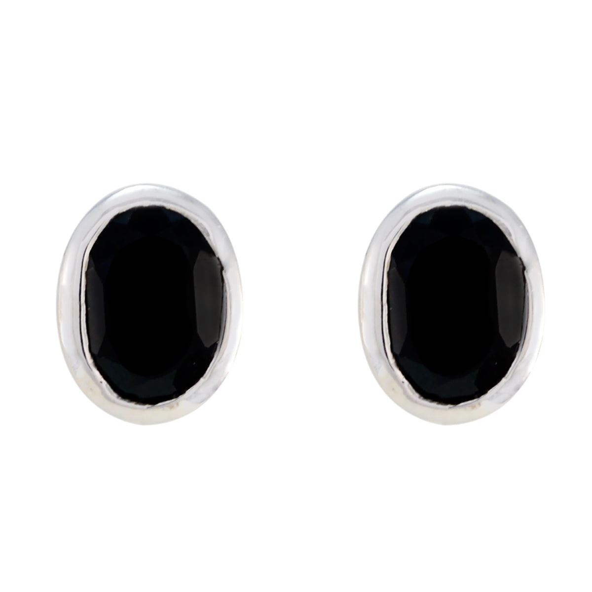 Aiko Black Solitaire Stud Earrings for Everyday Wear Black Onyx Black Stud