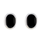 Aiko Black Solitaire Stud Earrings for Everyday Wear Black Onyx Black Stud