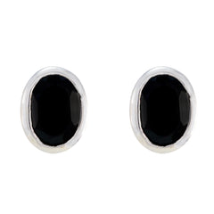 Aiko Black Solitaire Stud Earrings for Everyday Wear Black Onyx Black Stud