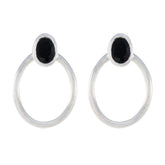 Nora Black Solitaire Stud Earrings for Elegant Looks Black Onyx Black Stud