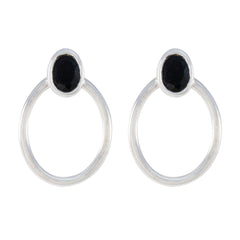 Nora Black Solitaire Stud Earrings for Elegant Looks Black Onyx Black Stud