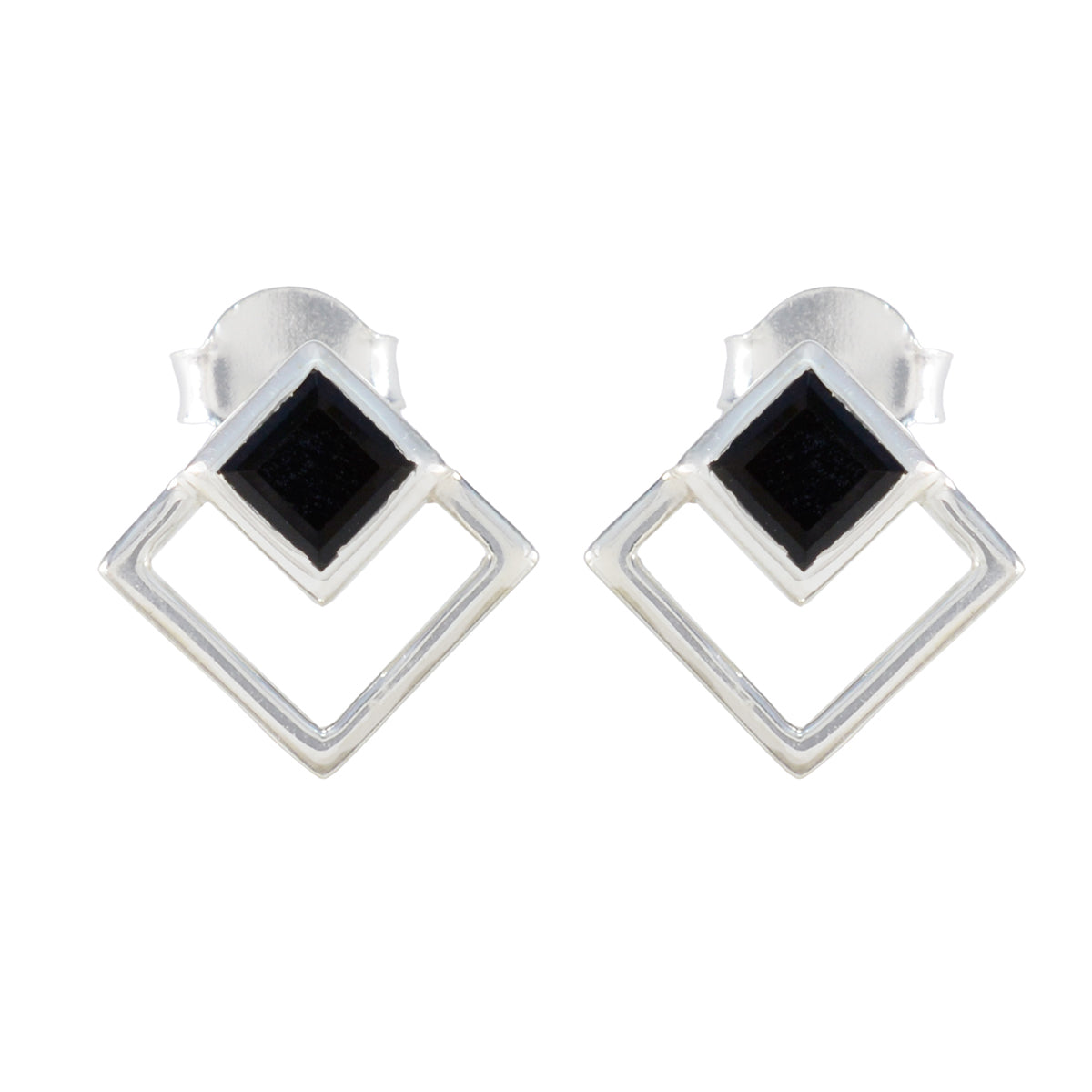 Yuna Black Solitaire Stud Earrings for Everyday Glam Black Onyx Black Stud