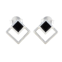 Yuna Black Solitaire Stud Earrings for Everyday Glam Black Onyx Black Stud