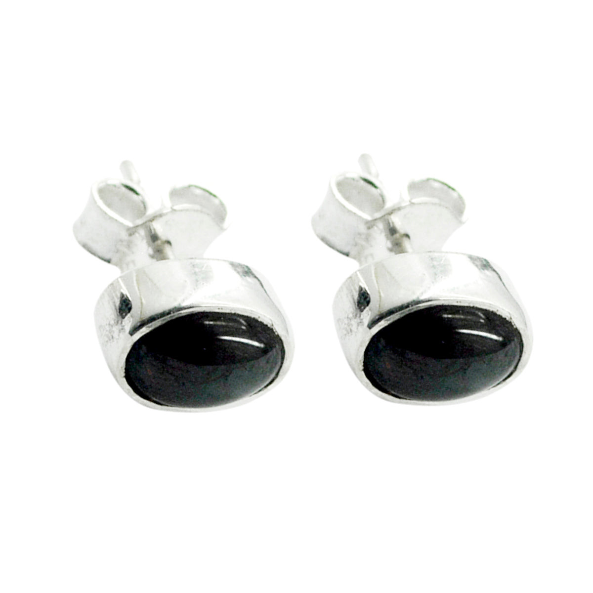 Greta Black Solitaire Stud Earrings for Everyday Glam Black Onyx Black Stud