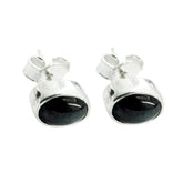 Greta Black Solitaire Stud Earrings for Everyday Glam Black Onyx Black Stud