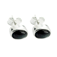 Greta Black Solitaire Stud Earrings for Everyday Glam Black Onyx Black Stud