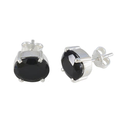 Yasmin Black Solitaire Stud Earrings for Everyday Glam