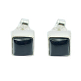 Genesis Black Solitaire Stud Earrings in Silver Black Onyx Black Stud