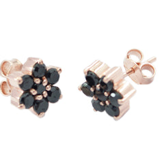 Sara Black Stud Earrings with Elegant Floral Design