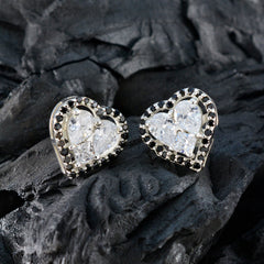 Teresa Black Stud Earrings Online - Heart-Shaped Glam