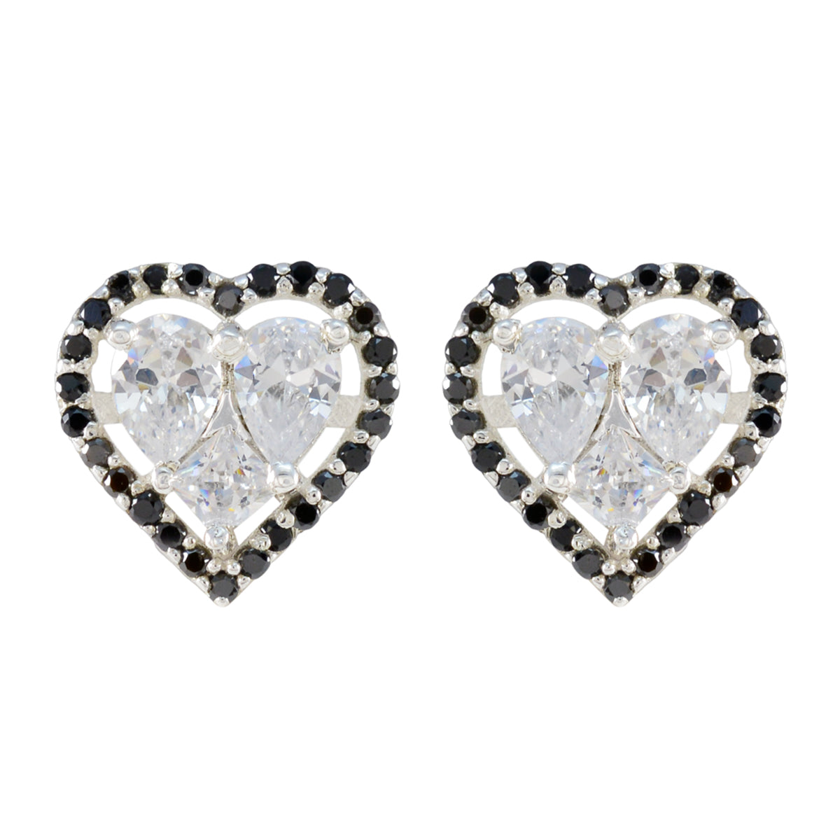 Teresa Black Stud Earrings Online - Heart-Shaped Glam Black Onyx Black Stud