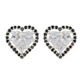 Teresa Black Stud Earrings Online - Heart-Shaped Glam Black Onyx Black Stud