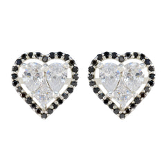 Teresa Black Stud Earrings Online - Heart-Shaped Glam Black Onyx Black Stud