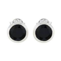 Seo-yeon Black Stud Earrings for Everyday Glam Black Onyx Black Stud