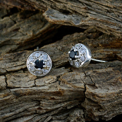 Carolina Black Stud Earrings with Sparkling Accents