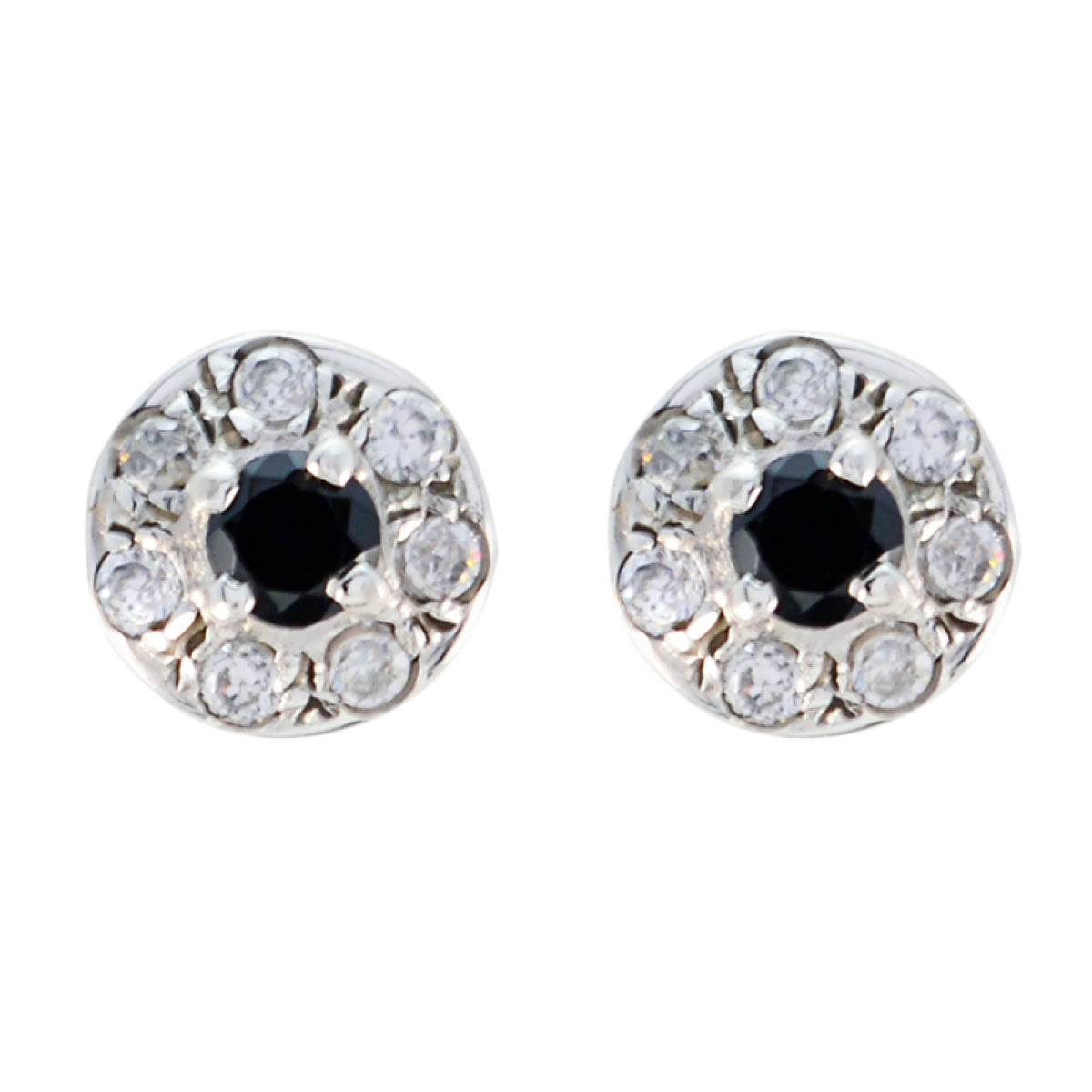 Carolina Black Stud Earrings with Sparkling Accents Black Onyx Black Stud