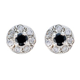 Carolina Black Stud Earrings with Sparkling Accents Black Onyx Black Stud