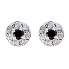 Carolina Black Stud Earrings with Sparkling Accents Black Onyx Black Stud