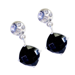 Hannah Black Stud Earrings with Sparkling Detail