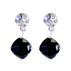 Hannah Black Stud Earrings with Sparkling Detail Black Onyx Black Stud