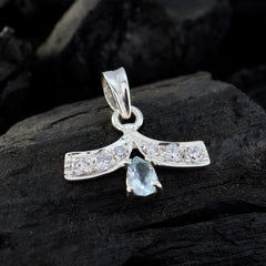 Lea Blue Abstract Minimalist Pendant in Silver