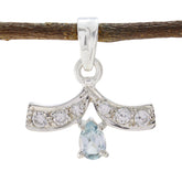 Lea Blue Abstract Minimalist Pendant in Silver Blue Topaz Blue Blue