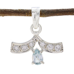 Lea Blue Abstract Minimalist Pendant in Silver Blue Topaz Blue Blue