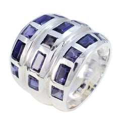 Lucia blue cocktail ring for women with multiple rectangular blue stones set in silver band