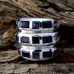 Lucia silver blue cocktail ring for women with square blue gemstones in modern design