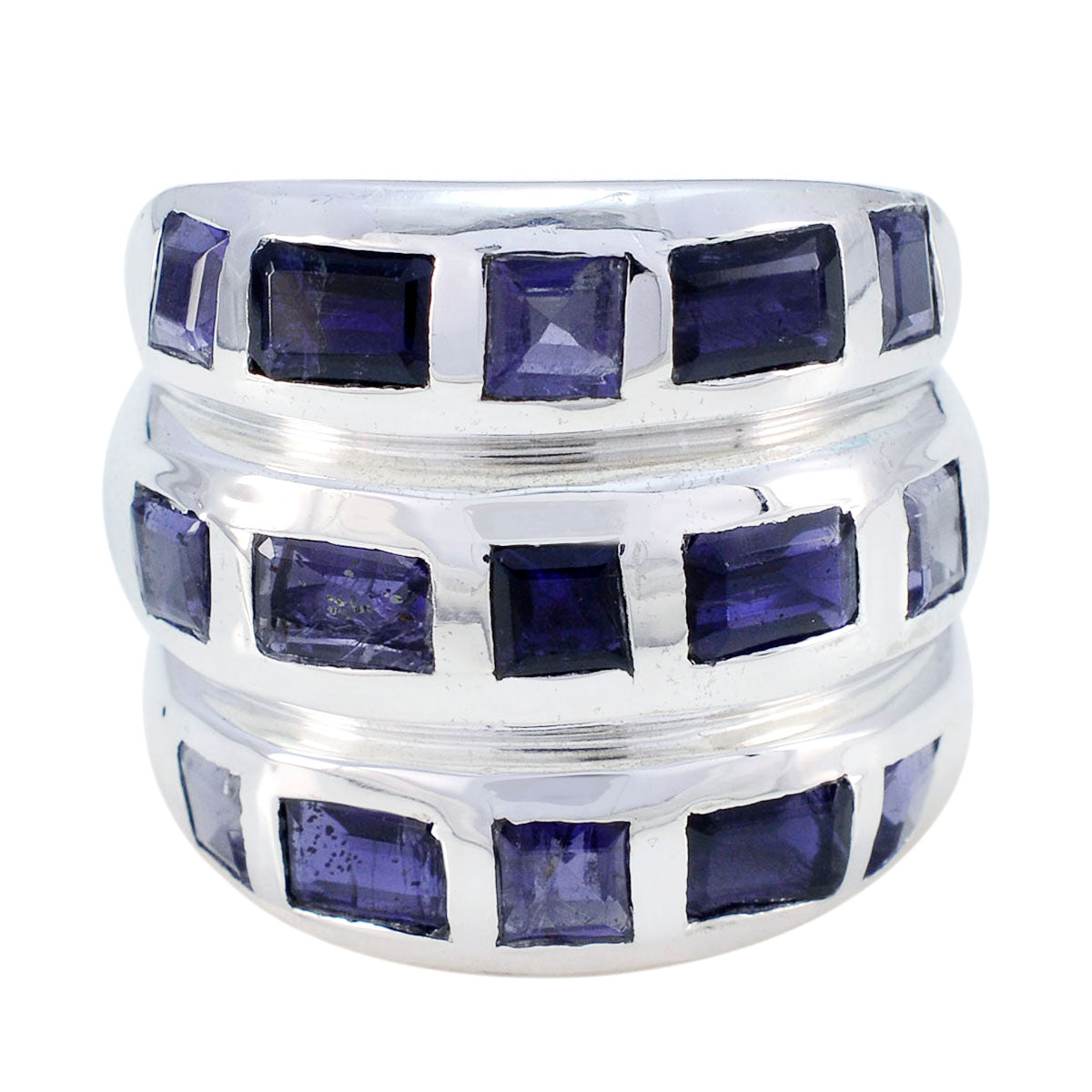 Lucia silver ring with multiple dark blue stones blue cocktail ring for women