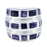 Lucia silver ring with multiple dark blue stones blue cocktail ring for women