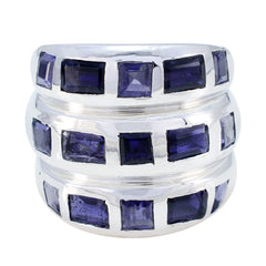 Lucia silver ring with multiple dark blue stones blue cocktail ring for women