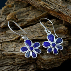 Mei Blue Dangle Earrings with Floral Design