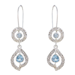 Natalie Blue Dangle Earrings India - Stylish Gemstone Jewelry Blue topaz Blue Dangle