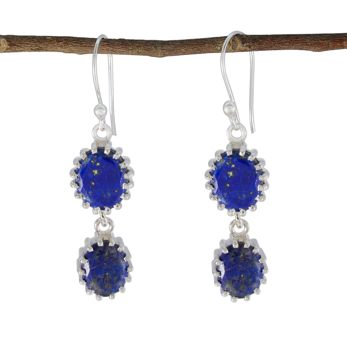 Lea Blue Dangle Earrings with Stunning Gemstones Lapis Lazuli Blue Dangle