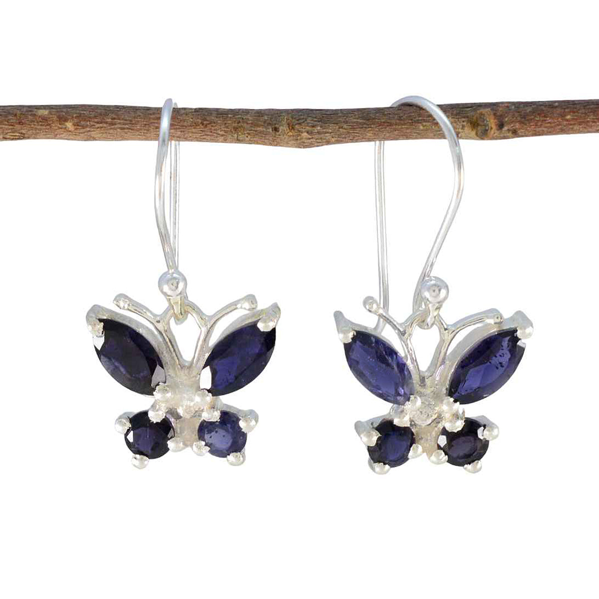 Freya Blue Dangle Earrings with Elegant Butterfly Design Iolite Blue Dangle