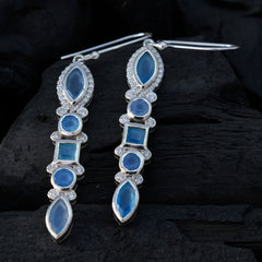 Sara Blue Dangle Earrings with Gemstone Accents