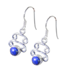Elena Blue Dangle Earrings with Silver Detailing