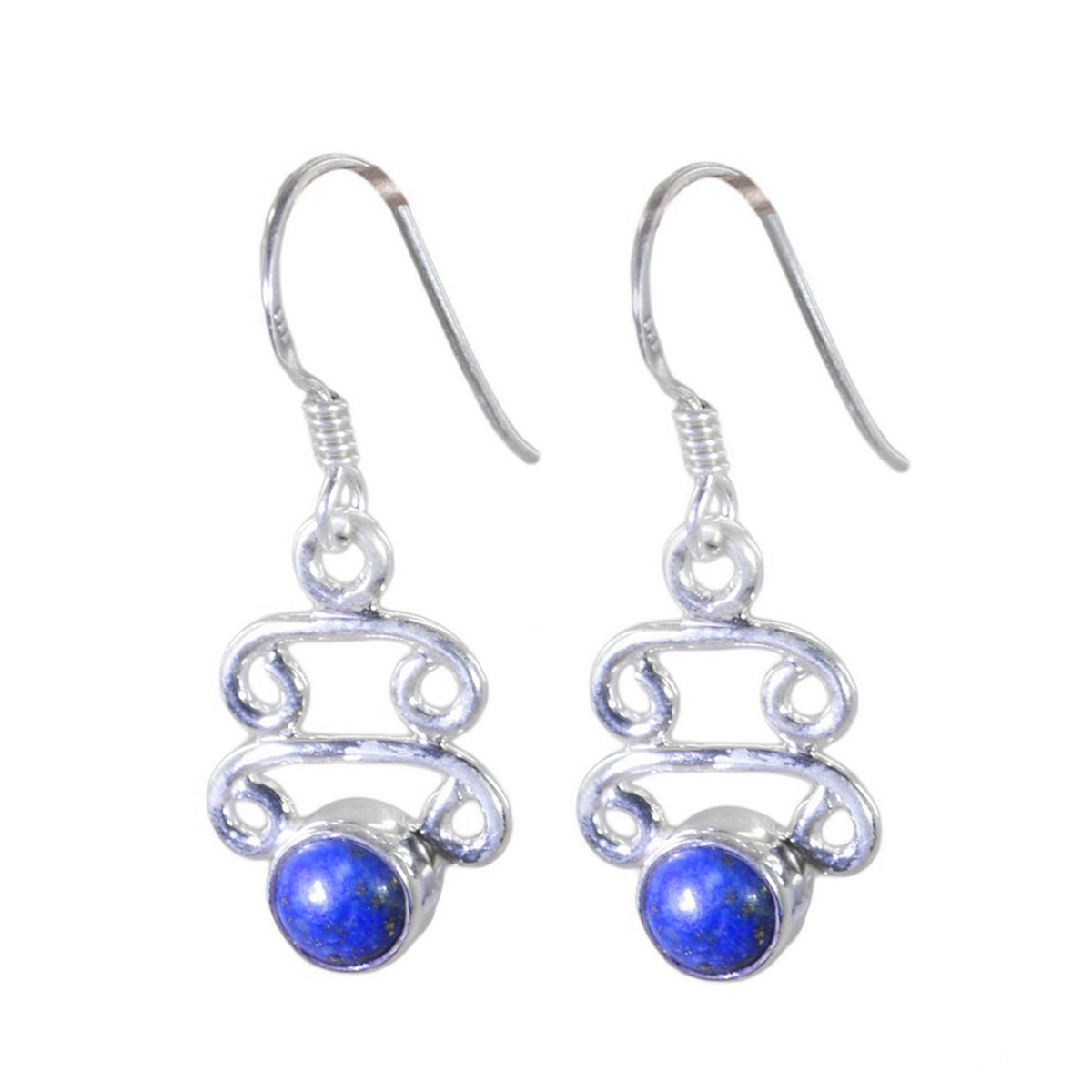 Elena Blue Dangle Earrings with Silver Detailing Lapis Lazuli Blue Dangle