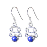 Elena Blue Dangle Earrings with Silver Detailing Lapis Lazuli Blue Dangle