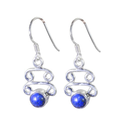 Elena Blue Dangle Earrings with Silver Detailing Lapis Lazuli Blue Dangle